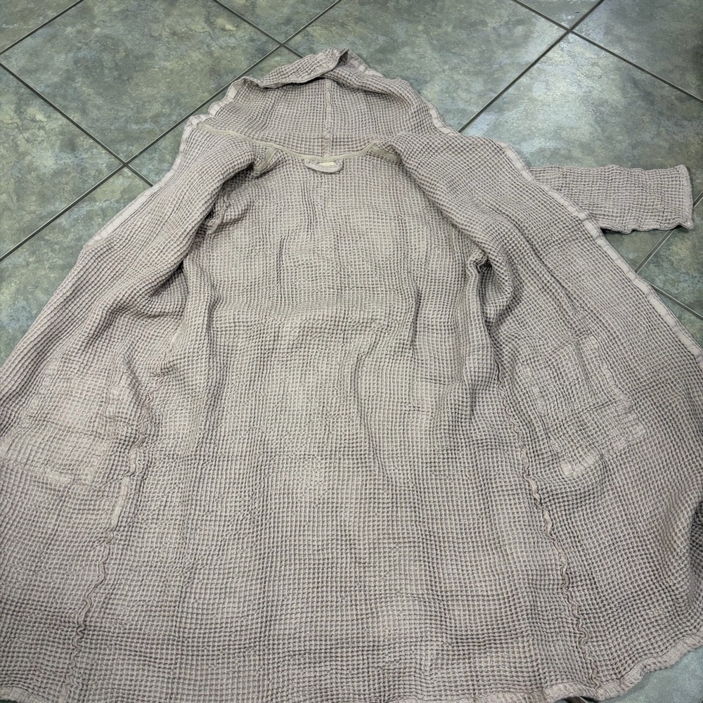 Casamera Women’s Robe 100% Egyptian Cotton Sz L Beige Comfy Lounging Minimalist - Picture 10 of 13